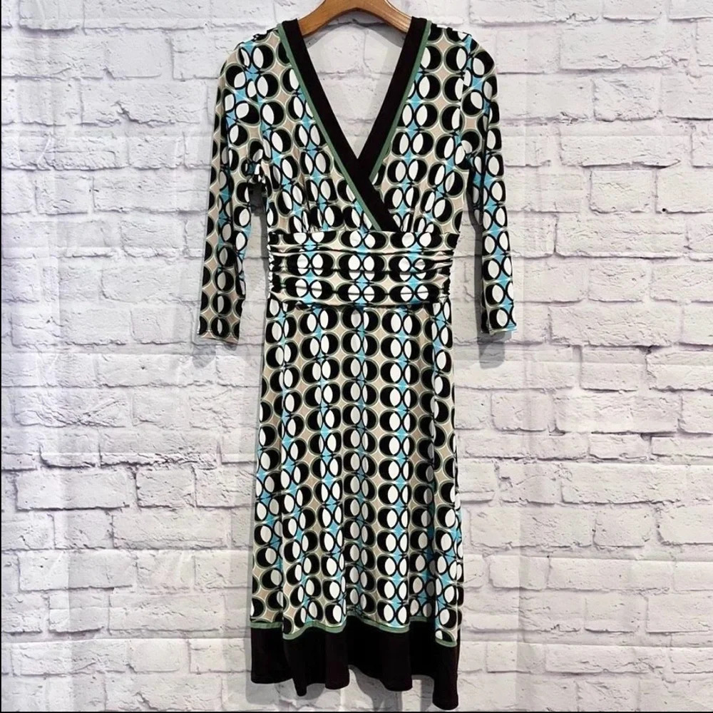 Studio One Retro Knee Length Stretch Empire‎ Waist 3/4 Sleeve Dress Size 6